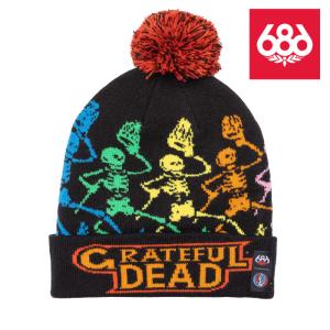 シックスエイトシックス ビーニー 22-23 686 GRATEFUL DEAD KNIT BEANIE Black ニットキャップ 帽子 スノーボード 日本正規品