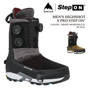 日本正規品 スノーボード ブーツ バートン BURTON MENS HIGHSHOT X PRO STEP ON Black・Dried Moss Multi ハイショット エックス プロ ステップオン 26-27｜SportsExpress