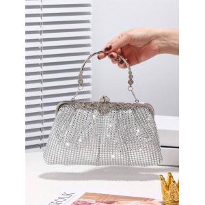 バッグ レディース ドレスバッグ ラッフルディテールと高級な金属クラスプのスパークリンググリッターフォールドハンドヘルドクロスボデ