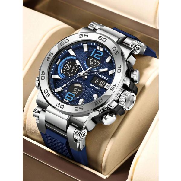 腕時計 メンズ デジタル メンズファッショナブルなブルーデジタルウォッチ