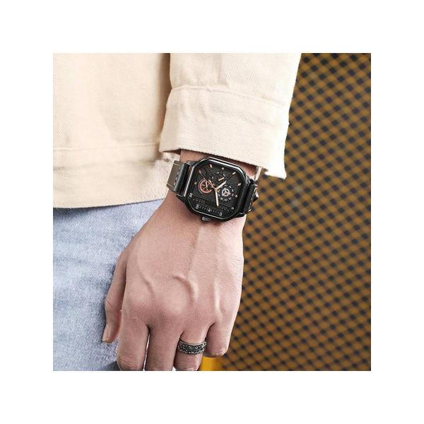 腕時計 メンズ クォーツ メンズ クオーツ時計 正方形 ボックス型 文字盤 黒 レザー ベルト