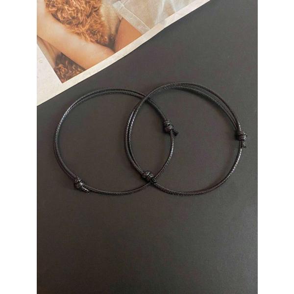 ジュエリー メンズ ブレスレット シンプルでダブルレイヤーのブラックブレスレット