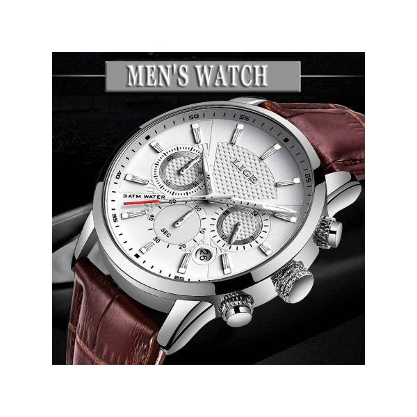 腕時計 メンズ クォーツ 高級腕時計 レザークオーツビジネススポーツ時計 防水 取扱説明書付