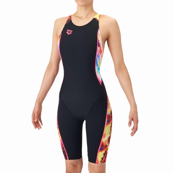 アリーナ 練習水着 AS6SWM18L BKRD サイズ女O トレーニングワンピーススパッツ（ハーフ...