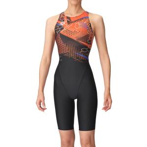 【35%OFF】アリーナ 競泳水着 AS4FRC57W BKOR サイズ女O レーシングワンピーススパッツ オールインワン ハーフレッグ WA承認