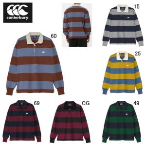 カンタベリー ビッグ 大きいサイズ ラガーシャツ 長袖 canterbury 4インチ ストライプ ラグビージャージ ラグビー ボーダー 綿 RA425155B 2025秋冬 NEW セール