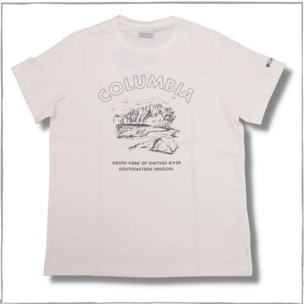 コロンビア メンズ Mサイズ ホワイト ヤハラフォレスト 半袖Tシャツ オレゴン 白 速乾 ドライ ...