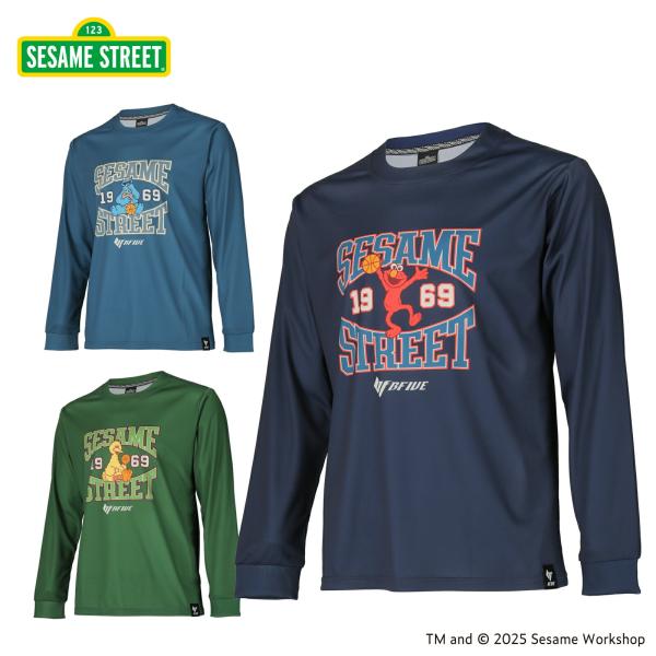 [ビーファイブ] バスケ プラクティスシャツ 長袖 セサミストリート バーシティー ユニセックス S...