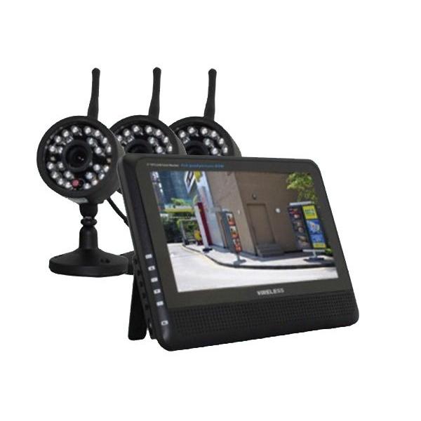 防犯カメラ 3台 無線 ワイヤレス モニター2.4GHz