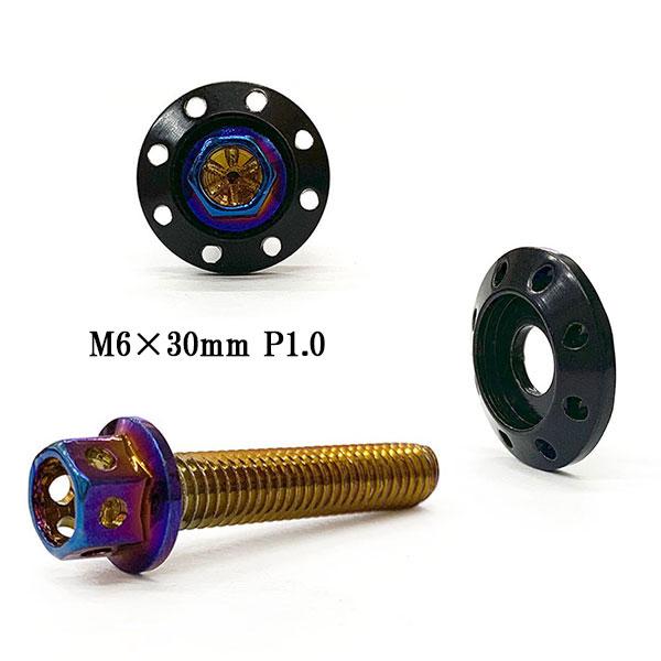 M6 30mm フランジボルト P1.0 座面枠 20×4mm アルミ カラーワッシャー デザイン ...