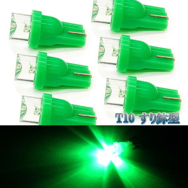 LEDバルブ T10 すり鉢型 ウェッジ球 6個セット 送料無料 グリーン