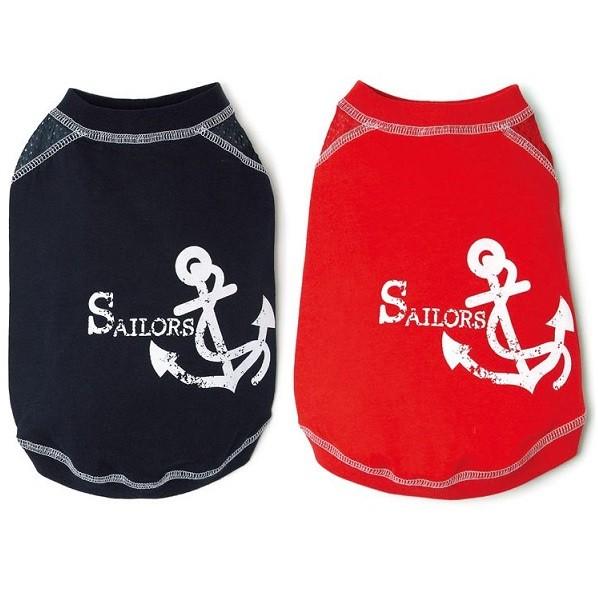 Simplers アンカーTシャツ SS S LD(MD-L) 2L レッド・ネイビー 超小型犬〜小...