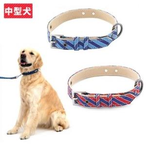 ペティオ シャルマン ストライプカラー M レッド・ブルー 中型犬 首輪 犬用 柴犬・コーギー・ビー...