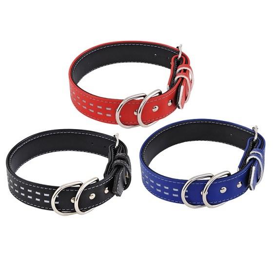 ペティオ レザーステッチカラー 30 M ブラック・レッド・ブルー 中型犬 首輪 犬用 BASIC ...