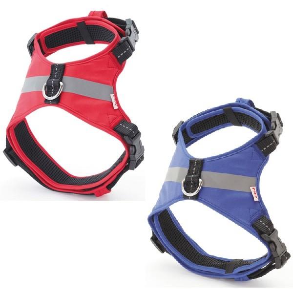 ペティオ ホールドハーネス ライン S 小型犬 胴輪 ブルー・レッド 犬用 BASIC PLUS (...