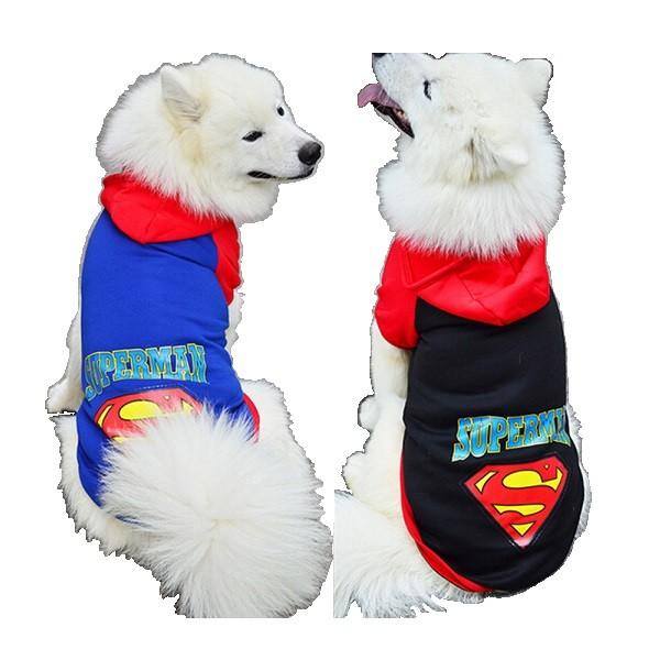 スーパーマン 裏起毛パーカー 7XL 8XL 9XL ブルー・ブラック 犬服 大型犬用 ラブラドール...