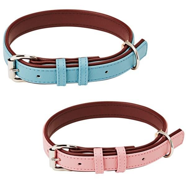 ペティオ 平首輪 ソフティレザーカラー パステル M ミントブルー・ピンク 中型犬 首輪 犬用 柴犬...