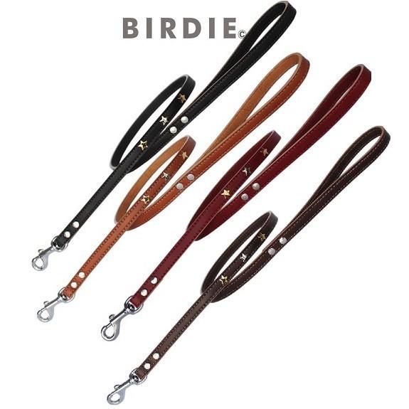 BIRDIE スターメタルリード Sサイズ レッド・キャメル・ブラウン 小型犬用 牛革 引き紐 バー...