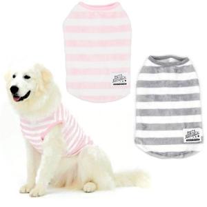 coellee パステルボーダー ノースリーブ 8号 ピンク・グレー 犬服 大型犬用 ドッグウエア ...
