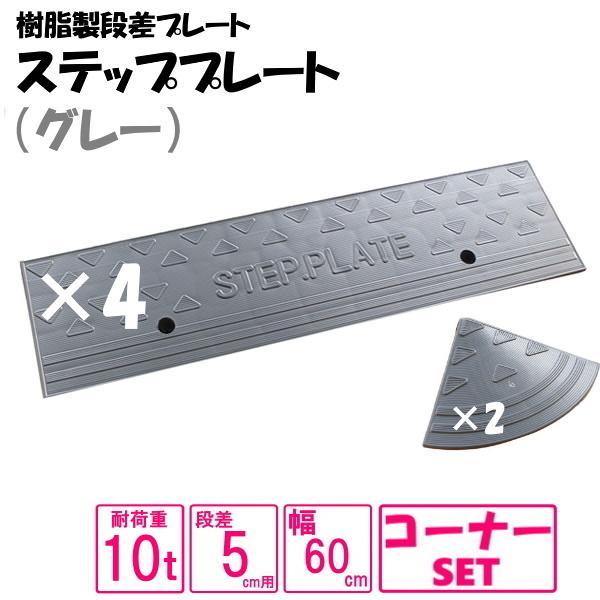 （送料無料） セット販売 樹脂製段差プレート ステッププレート  段差5cm用　幅270cm対応 耐...