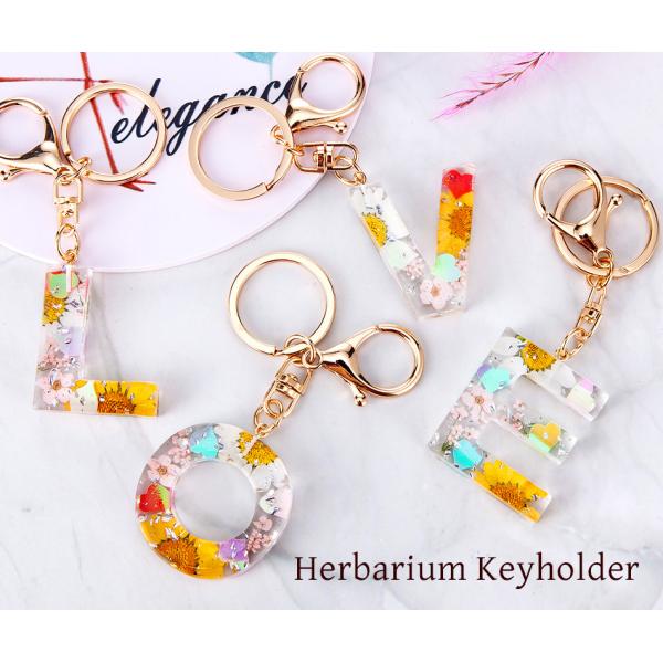 クリスマス 2025 ハーバリウム キーホルダー アルファベット (A〜T) イニシャル バッグチャ...