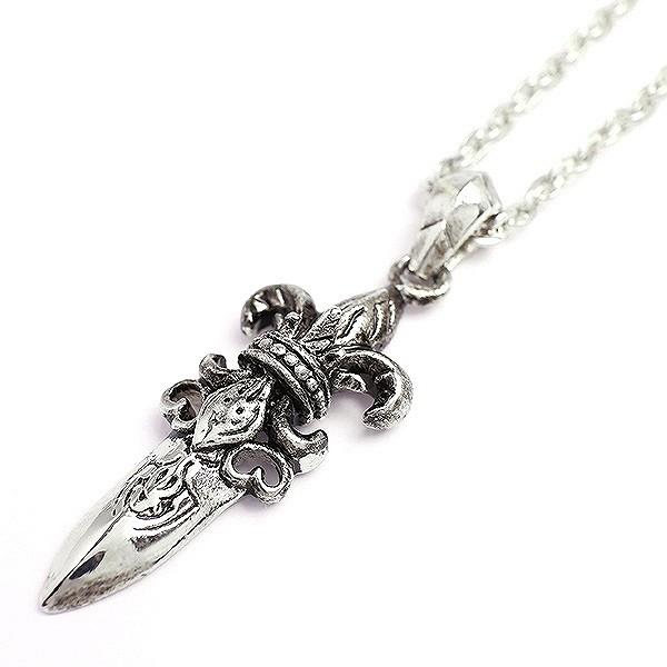剣モチーフのいぶし加工風 フレアモチーフのダガーシルバーネックレス SPST019 メンズネックレス
