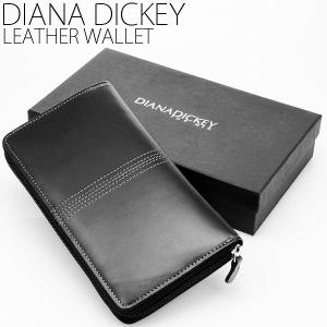 DIANADICKY 本革使用 ラウンドファスナーメンズ長財布 ダイアナディッキー DM-102-BK ブラック レザーステッチロングウォレット｜springstate