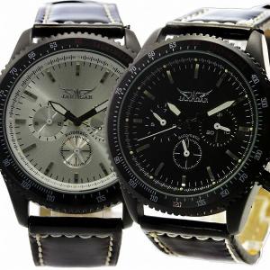 自動巻き腕時計 メンズ腕時計 マルチカレンダー デイデイト 日付表示 レザーベルト 男性用 JARAGAR ジャラガー BCG37｜springstate