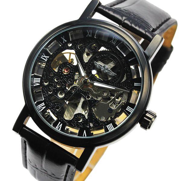 自動巻き腕時計 メンズ腕時計 フルスケルトン レザーベルト 男性用 WINNER ウィナー BCG7...