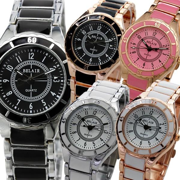 腕時計 レディース腕時計 コーティングバイカラーベルト シンプル文字盤 メタルベルト クォーツ 女性...