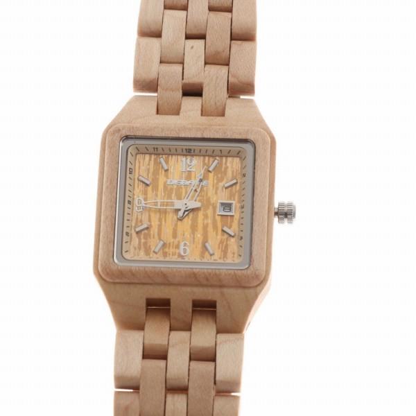 日付カレンダー 天然素材 スクエア ウッドウォッチ 木製腕時計 セイコーインスツル 軽い 軽量 自然...