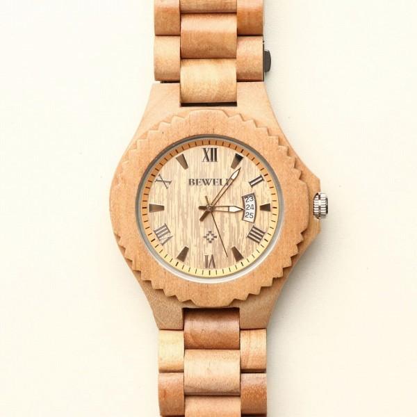 日付カレンダー 木製腕時計 天然素材 ウッドウォッチ 軽い 軽量 自然木 天然木 ユニセックス WD...