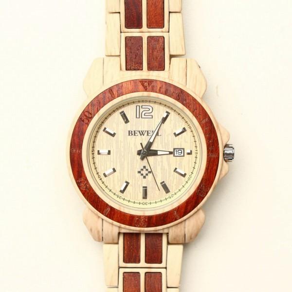 木製腕時計 木製ポイントデザイン メタルバンド ウッドウォッチ ユニセックス WDW027-01 メ...