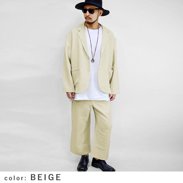 【閉店セール】スーツ フェイクリネン ビッグサイズ ジャケット &amp; ワイドパンツ 上下セット テーラ...