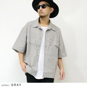 【閉店セール】リネン混 半袖CPOシャツ メン...の詳細画像5