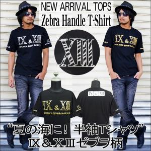 Ｔシャツ メンズ 半袖Ｔシャツ ティーシャツ フロントゼブラIX&XIIロゴプリント 半袖Tシャツ ネコポス選べば送料無料 M L XL｜spruce-vasin