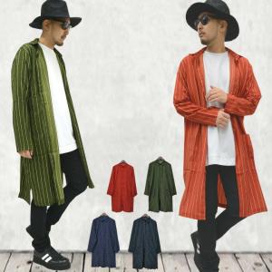 ロング丈 シャツ メンズ オーバーサイズ ロングシャツ メンズ オーバーサイズシャツ 長袖シャツ メンズ ビッグシルエット カーキ ネコポス選べば送料300円｜spruce-vasin