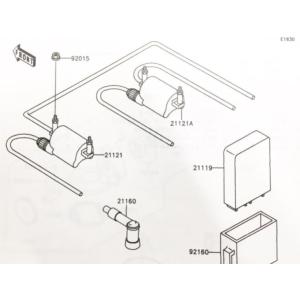 ゼファー400(ZR400C)　プラグキャップ　1台分　図中(21160番)　21160-1085　