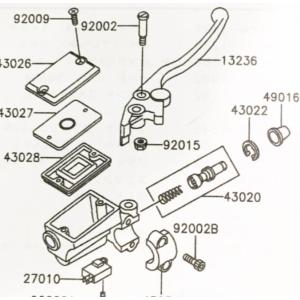 ゼファー400(ZR400C)　C3〜C7　ブレーキレバー (フロントブレーキレバー)　図中(13236番)　13236-1221　｜sps310