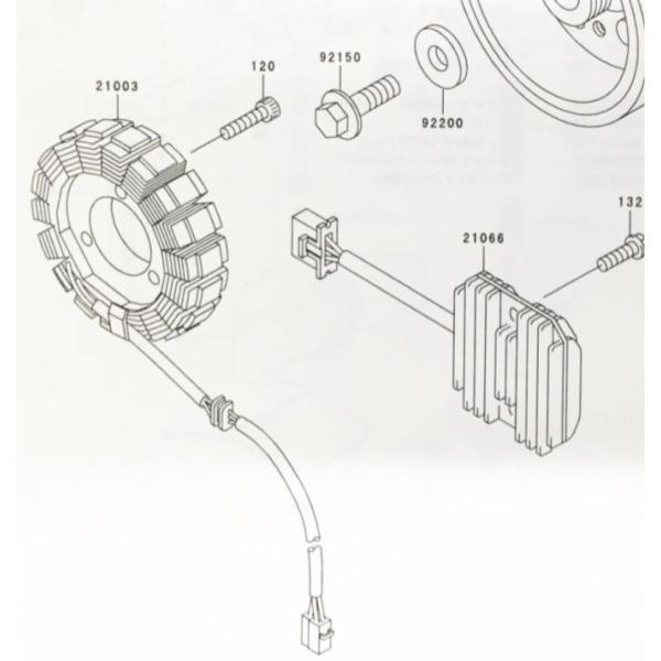 ZRX400/400-II(ZR400E)　ステーター　(ジェネレーター)　図中(21003番)　2...