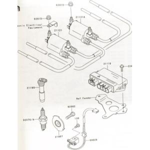 ZRX400/400-II(ZR400E)　プラグキャップ　1台分　図中(21160番)　21160...
