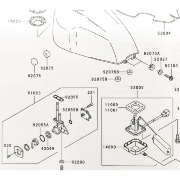 ZRX400/400-II(ZR400E)　フューエルコック (ガソリンコック　燃料コック)　図中(...