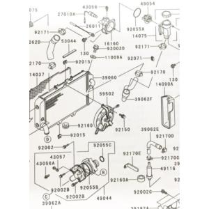 ZRX400/400-II(ZR400E)　ウォーターポンプ　図中(49044番)　49044-10...
