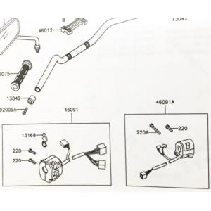 ZRX400/400-II(ZR400E)　1997年モデルまで　ハンドルスイッチ右　図中(46091A)　46091-1663　(46091-1591より品番統一)｜sps310