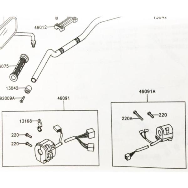 ZRX400/400-II(ZR400E)　1997年モデルまで　ハンドルスイッチ右　図中(4609...