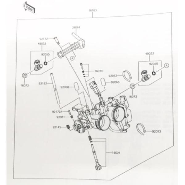 ニンジャ250(EX250L)　スロットルボディ　図中(16163)　16163-0840　(161...