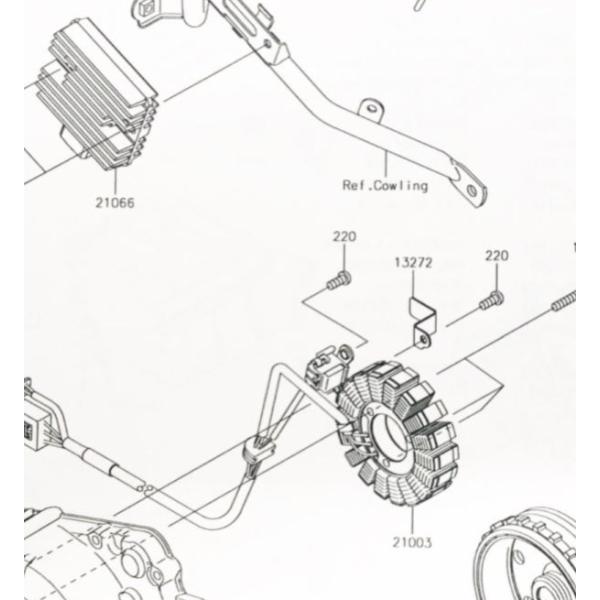 ニンジャ250(EX250L)　ステーター (ジェネレーター)　図中(21003)　21003-01...