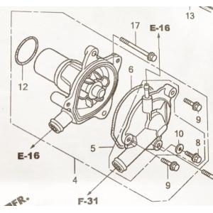 ホーネット250(MC31)　★1997年モデル〜　車体番号MC31-1100001〜　ウォーターポンプ　図中(4番)　19200-KEA-750｜sps310