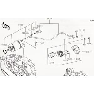 ニンジャ250SL(BX250A)　セルモーター(スターターモーター　スターティングモーター)　図中...
