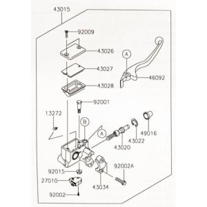 ニンジャ250SL(BX250A)　フロントマスターシリンダー　図中(43015番) 43015-0...